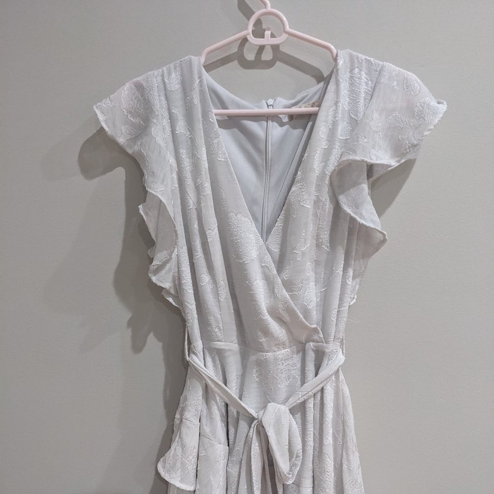 White Ruffled Wrap Romper - Picture 2 of 5